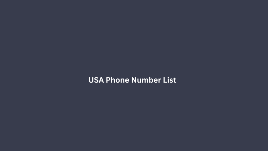 USA Phone Number List